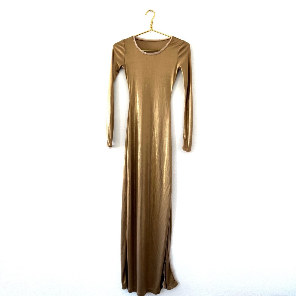 BCBG Maxazria Fresno Long Sleeve Dress in Gold